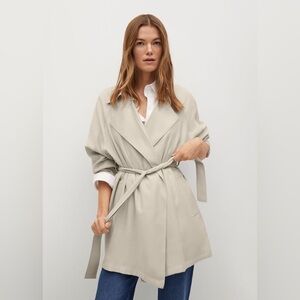 Mango Khaki Belted Trench Oversized Coat size Large